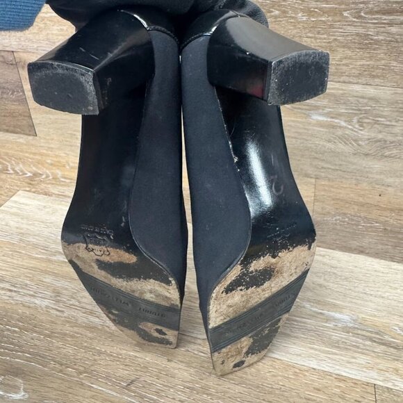 Stuart Weitzman Black Textile Square Toe Pumps Women's Size 10.5 - Picture 4 of 7